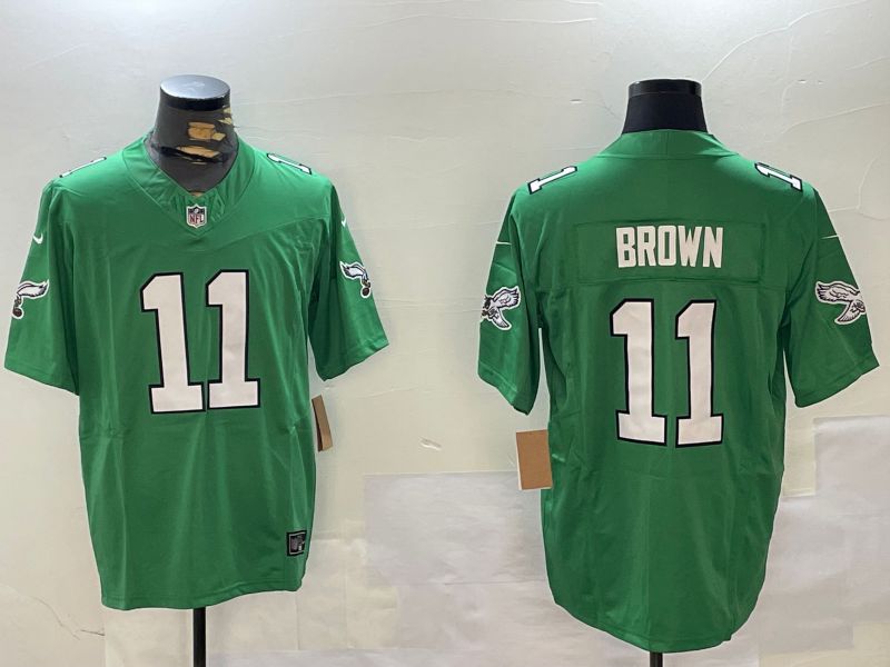 Men Philadelphia Eagles #11 Brown Green Throwback 2024 Nike Vapor Limited NFL Jersey style 1->philadelphia eagles->NFL Jersey